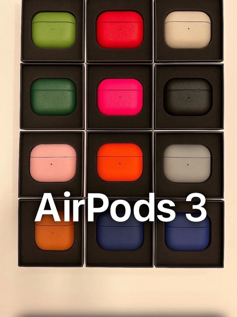 Orange Textured Leather AirPods Case for Airpods Gen 3